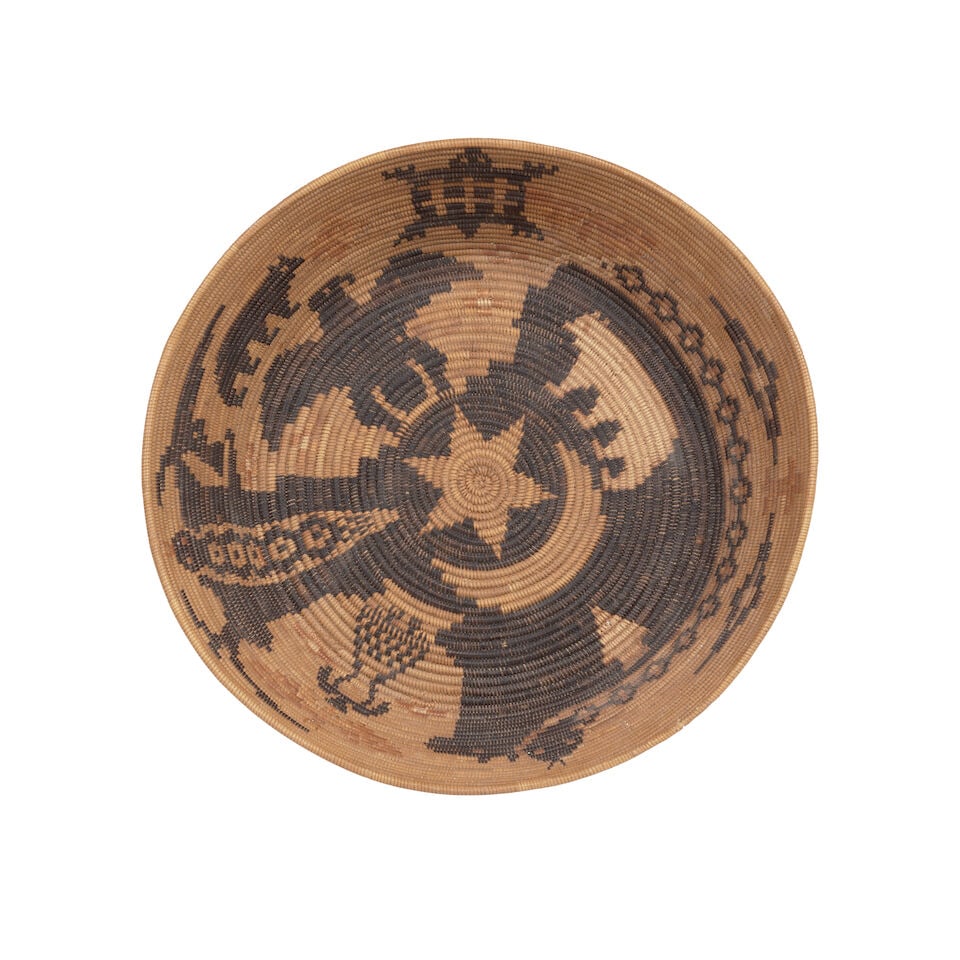 A Southern California polychrome pictorial basket - 4