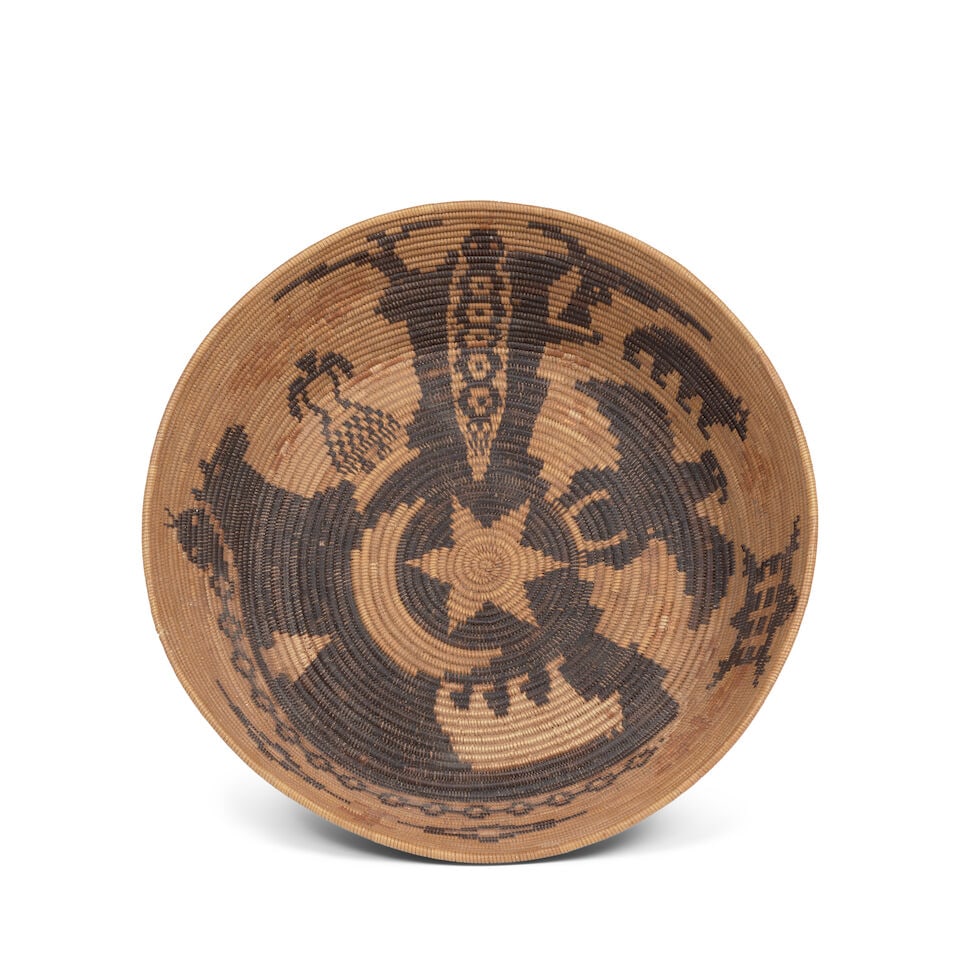 A Southern California polychrome pictorial basket - 6