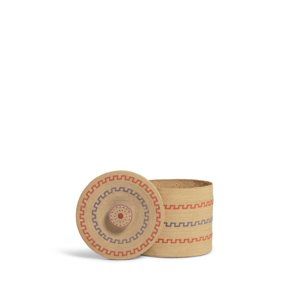 An Attu polychrome lidded basket - 2