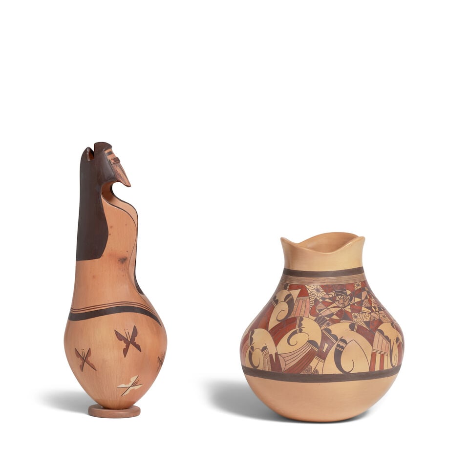 Two Jacob Koopee polychrome pottery katsina motif vessels - 3