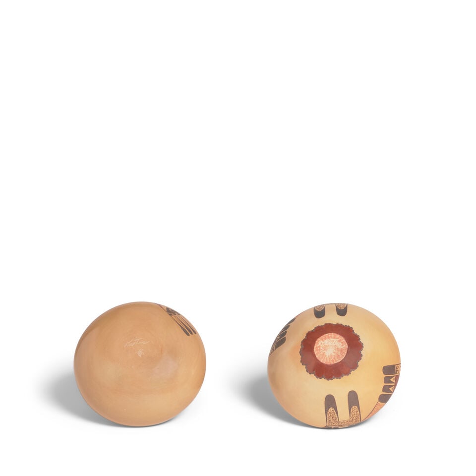 Two Dextra Quotskuyva Nampeyo petite polychrome avian motif jars - 2
