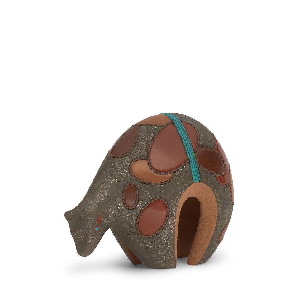 A Russell Sanchez polychrome pottery bear effigy - 4