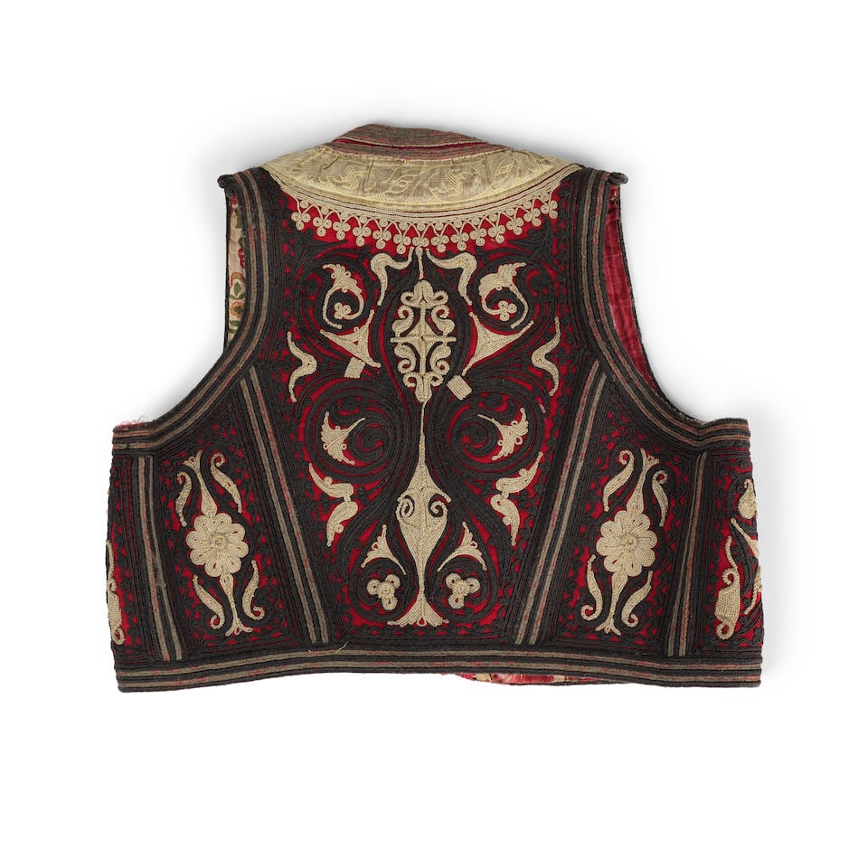 Gilet ottoman brodé avec des perles de corail, Grèce ou Balkans, XIXème sièc... - 2