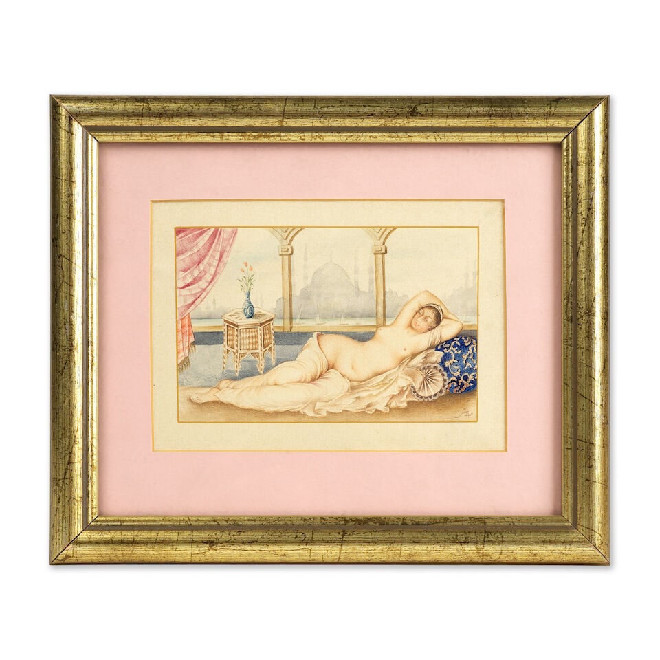 Odalisque allongée au bord du Bosphore par Haydar Hatemi (Iran, né 1945), Turquie, fin... - 2