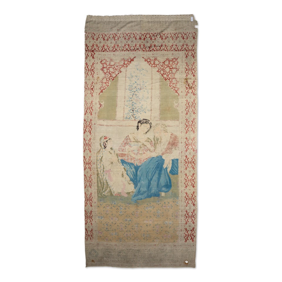 Tenture kalamkari en coton imprimé Qadjar, Perse, vers 1900 A Qajar block-printed kalamkari... - 2