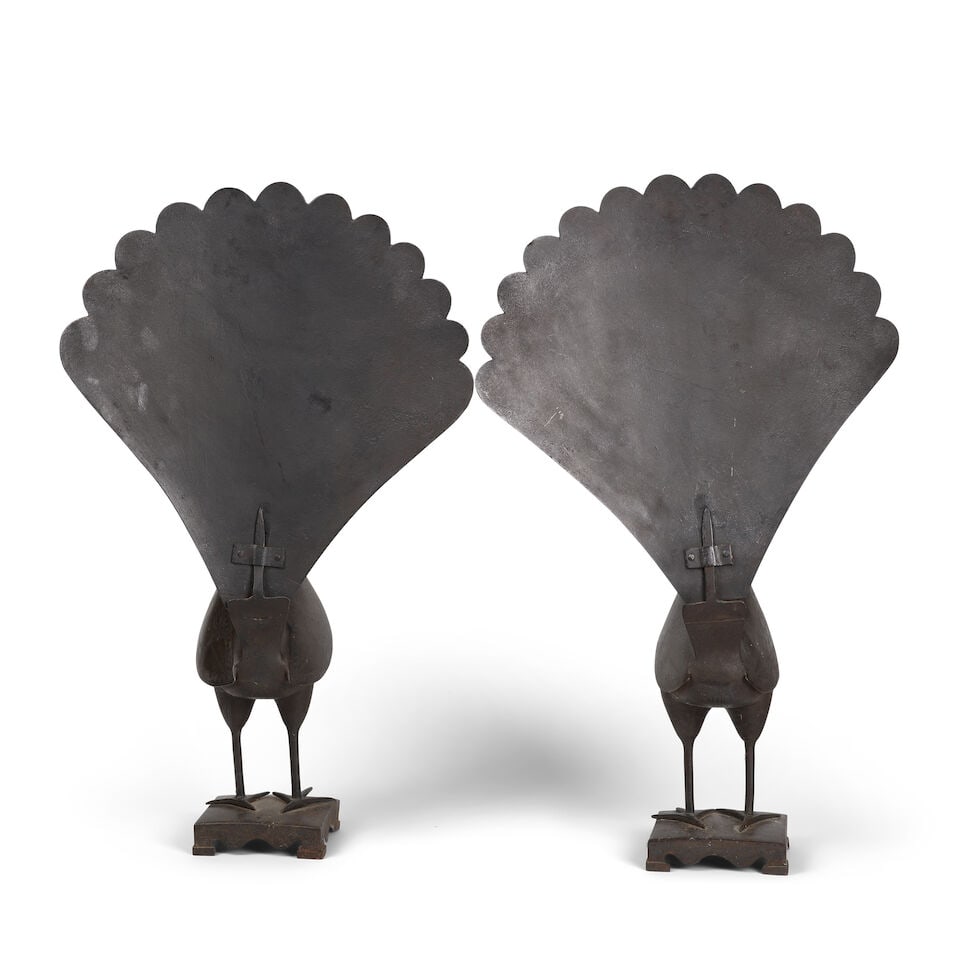 Ensemble de deux paons en acier Qadjar, Perse, XIXème siècleTwo Qajar steel peacocks P... - 3
