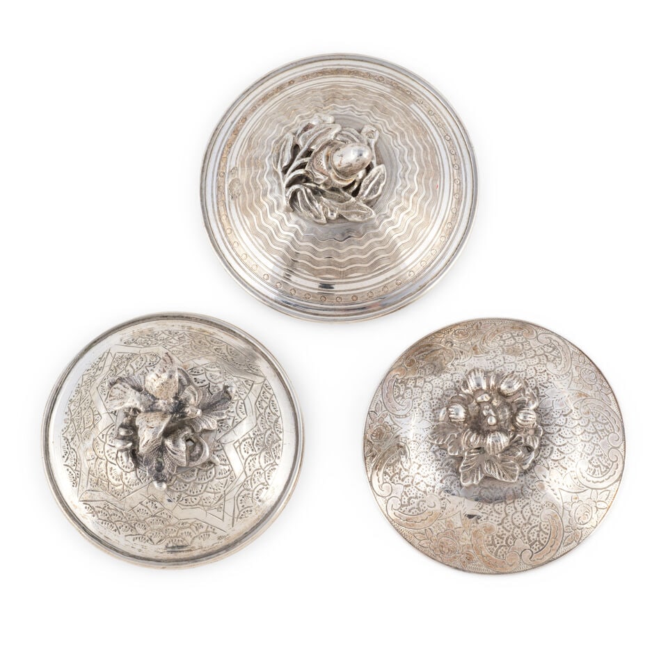 Ensemble de cinq coupes ottomanes en argent (sahlep) et un brûleur d'encens, Turquie ou ... - 4