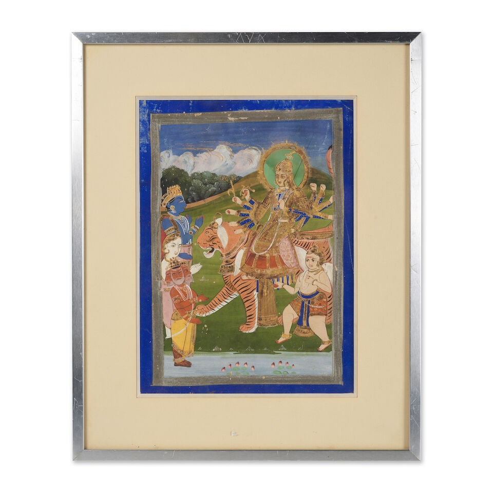 Durga avec Brahma et d'autres divinités, Jaipur, vers 1860-1870 Durga with Brahma and other... - 2