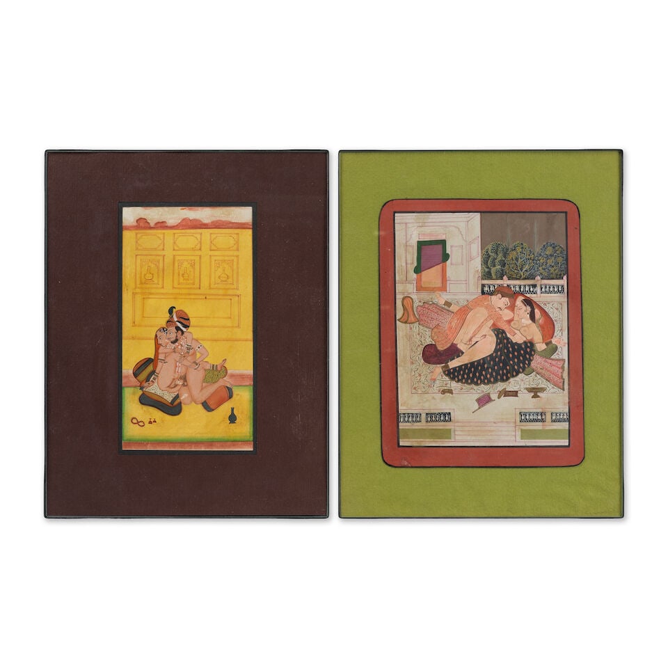 Ensemble de sept peintures représentant des princes et des femmes dans une étreinte &#... - 2