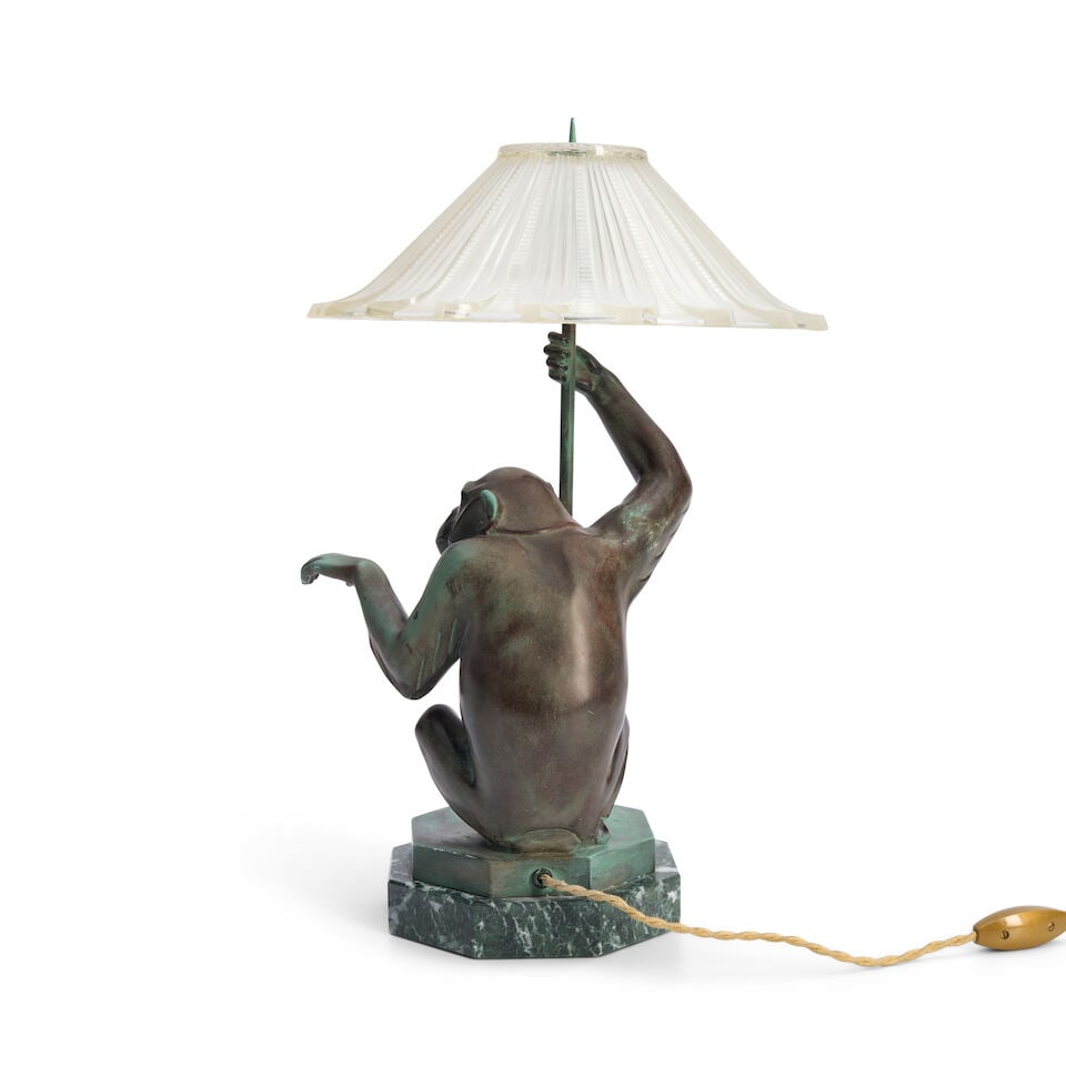 Max Le Verrrier (1891-1973) 'Pluie' Figural Table Lamp, - 4