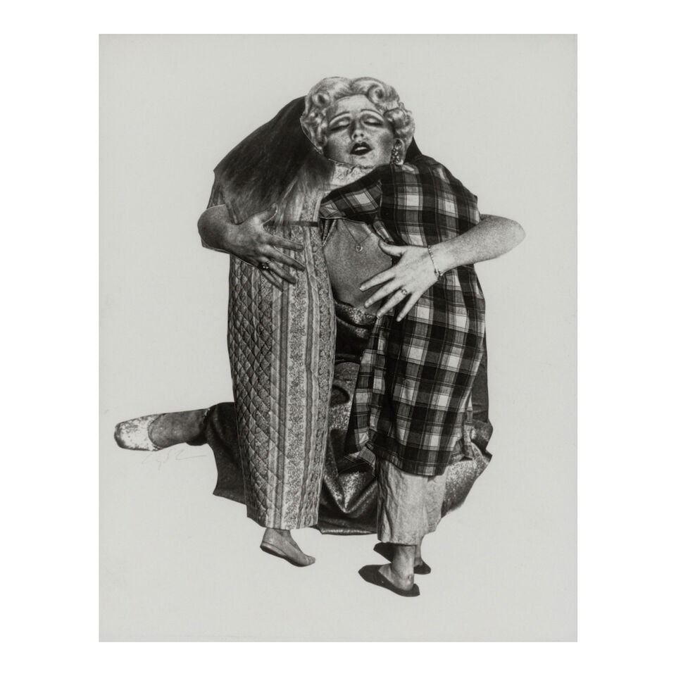 Cindy Sherman (born 1954); Untitled (Mother Embracing Children);: Cindy Sherman (born 1954) Untitled (Mother Embracing Children), 1976-89 Gelatin silver print, signed in ink on the reverse (attenuated) and numbered in pencil 47/200 on the reverse, published by Print