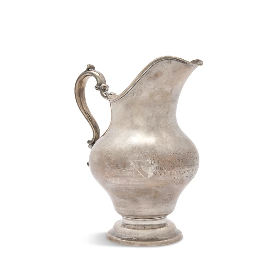 A Gorham Sterling Silver Pitcher, Providence, 1948,: A Gorham Sterling Silver Pitcher, Providence, 1948, of baluster form with a triple-scrolled handle, ht. 10 1/4 in., approx. 26 troy oz. Lot to be sold without reserve. This lot is subject to the follo