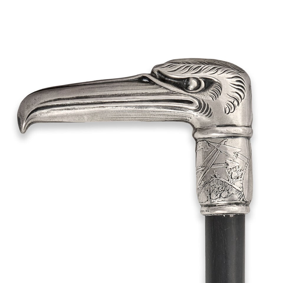 Tiffany & Co. Sterling Silver-mounted Bird-head Cane, 20th century, (1 of 3)