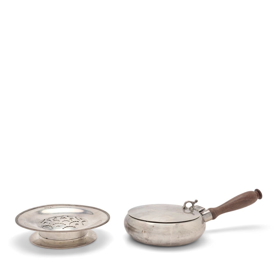A George V Sterling Silver Butter Dish and a Sterling Crumb Catcher, (1 of 1)
