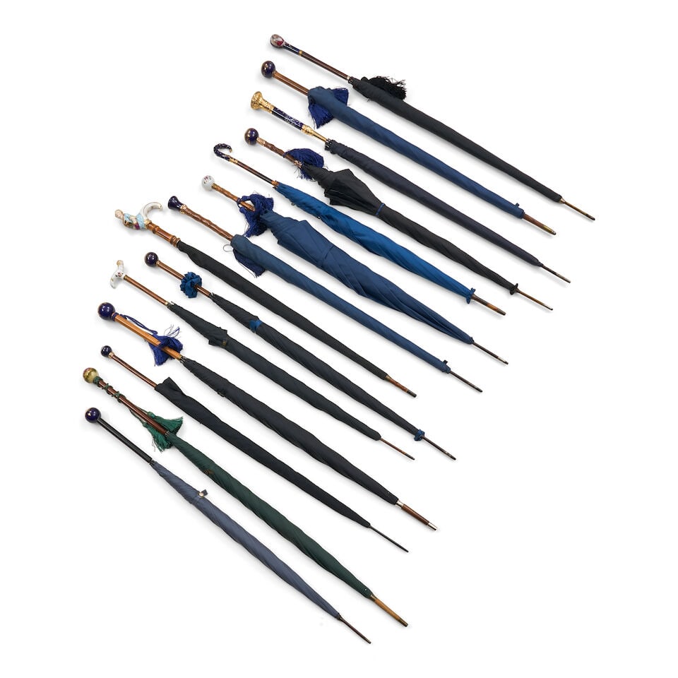 Fourteen Porcelain-mounted Umbrellas, 20th century, - 2