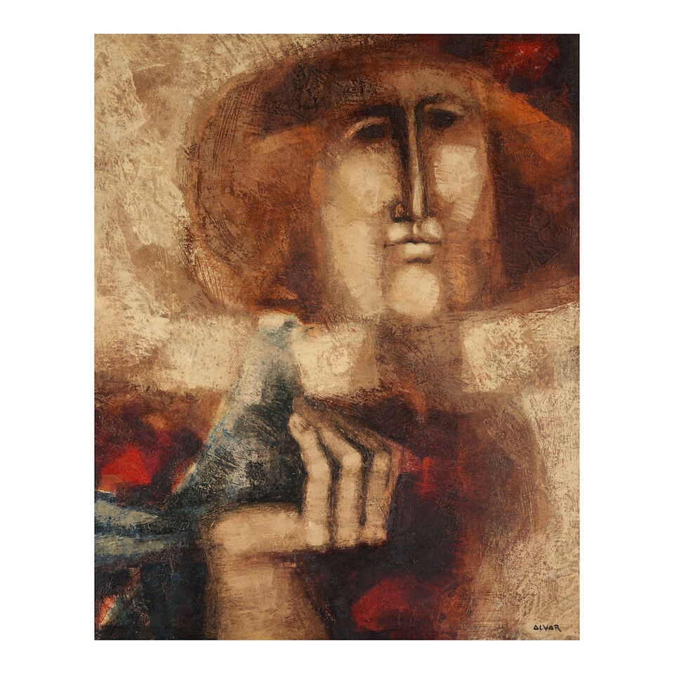 Alvar Suñol Muñoz-Ramos (Spanish, born 1935) Contemporary Violinista: Alvar Suñol Muñoz-Ramos (Spanish, born 1935) Contemporary Violinista signed 'Alvar' (lower right); signed 'Alvar Sunol' (on the reverse) oil on canvas 25 1/2 x 21 1/4 in (64.7 x 54.0 cm) Foo
