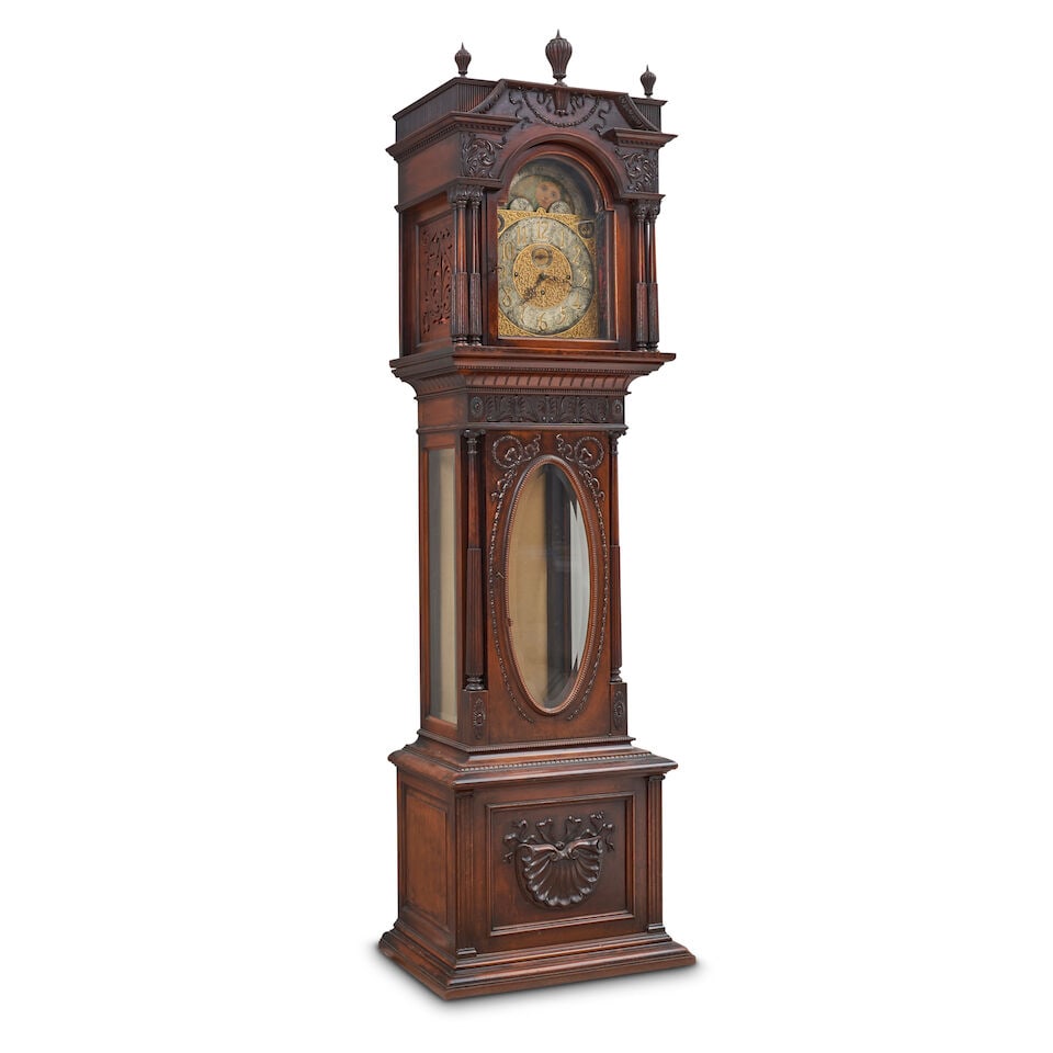 Elliott Of London Carved Mahogany Tall Case Clock With Nine Tubes, England, 20th century, - 3
