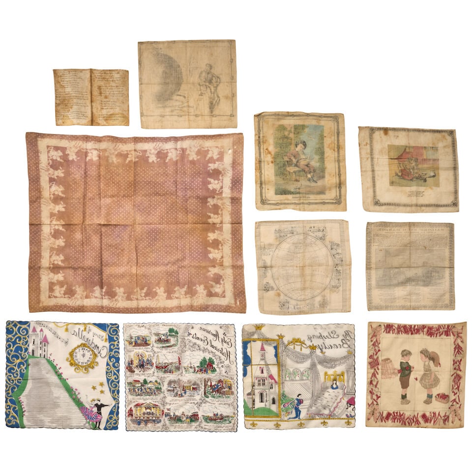 Eleven Printed Cotton Handkerchiefs, United States and Europe, 19th/20th century, - 2