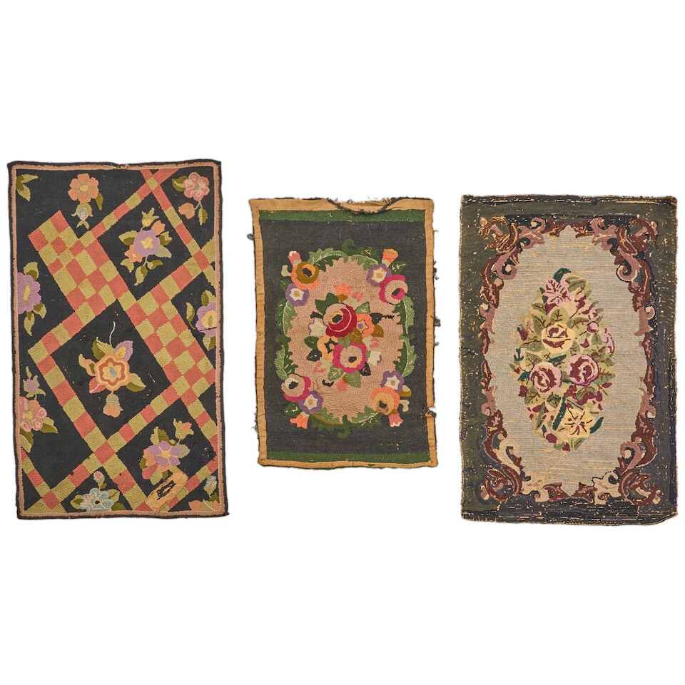 Three Floral Hooked Rugs Rhode Island, early 20th century - 2