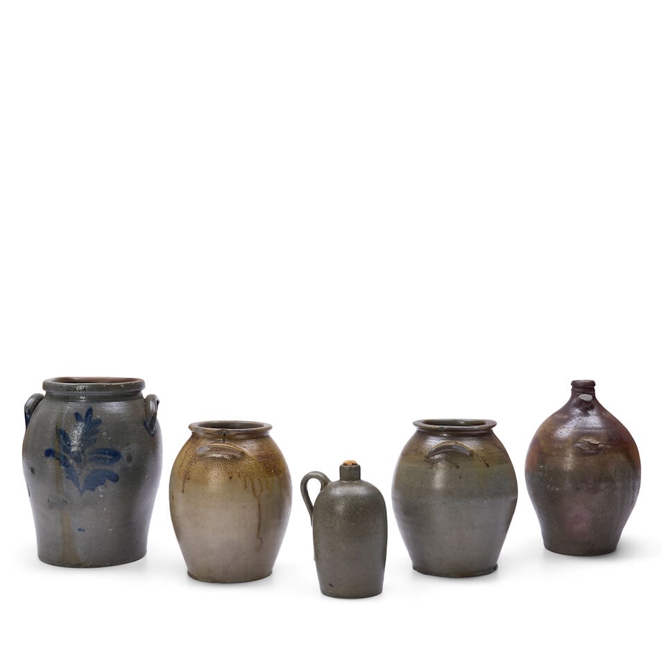 Three Stoneware Jars and Two Jugs, mostly Virginia, 19th century, - 2