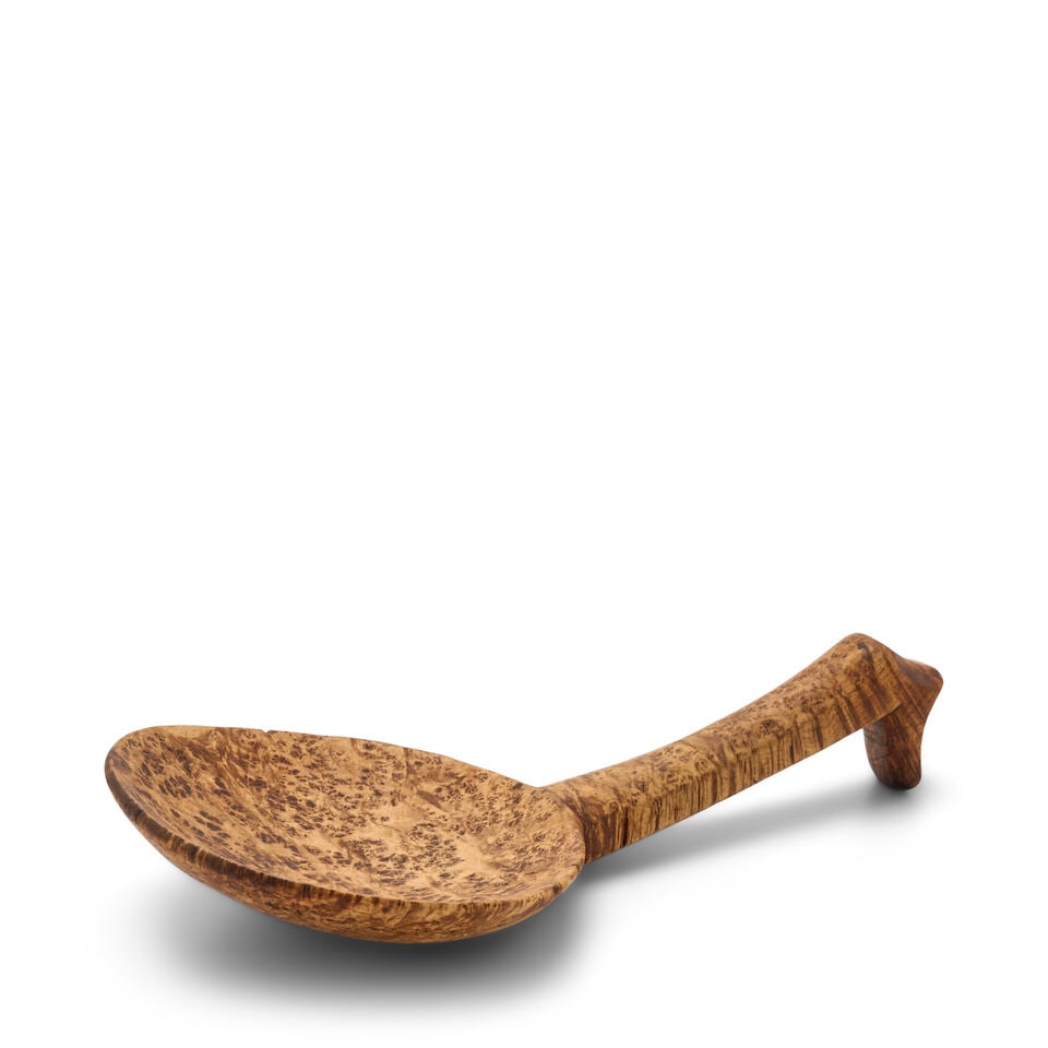 Burlwood Carved Scoop, North America, 19th century,: Burlwood Carved Scoop, North America, 19th century, the shallow rounded bowl continuing to a curved handle, lg. 9 1/4 in. For further information on this lot please visit Bonhams.com For further