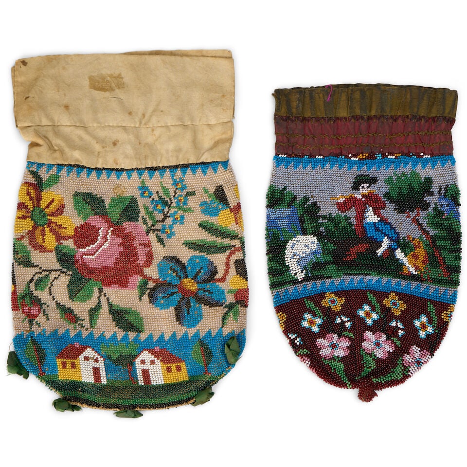 Two Microbead Purses, c. 1870, - 2