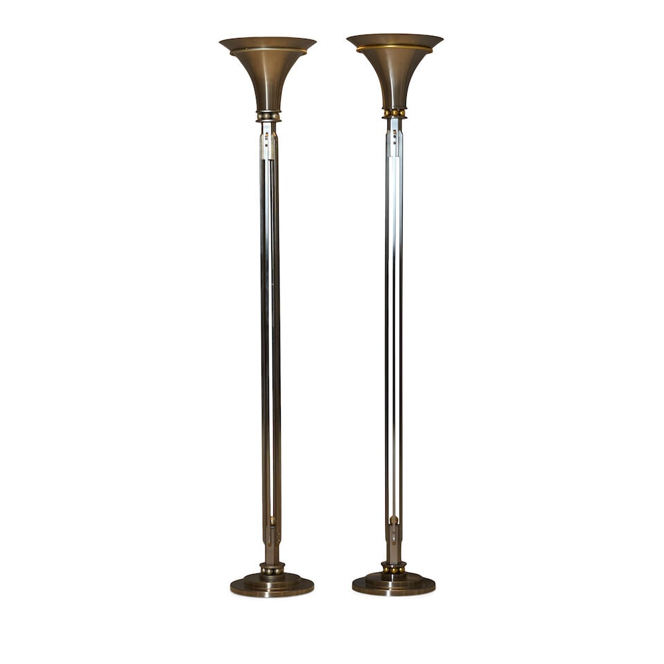 Two J.Robert Scott 'Odette' Torchere Floor Lamps, designed by Sally Sirkin Lewis (American, 20th... - 2