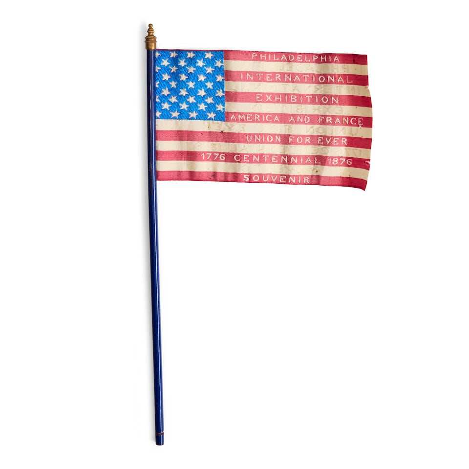 Philadelphia Centennial Exhibition Souvenir Flag, United States, 1876, (1 of 3)