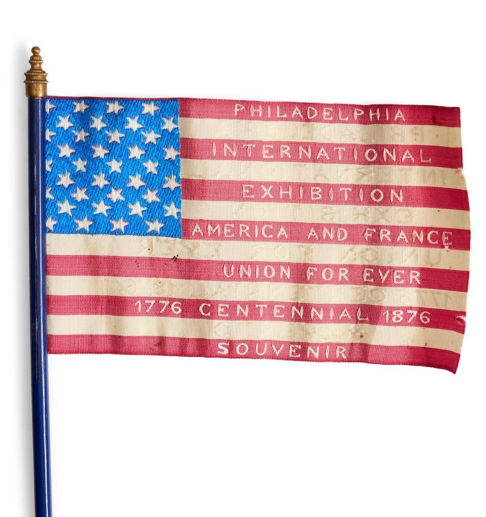 Philadelphia Centennial Exhibition Souvenir Flag, United States, 1876, - 2
