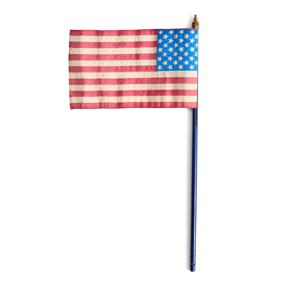 Philadelphia Centennial Exhibition Souvenir Flag, United States, 1876, - 3