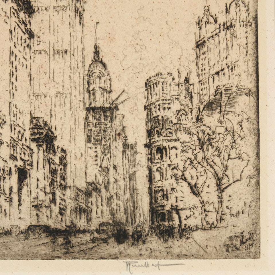 Joseph Pennell (1857-1926); The Woolworth Building; - 2
