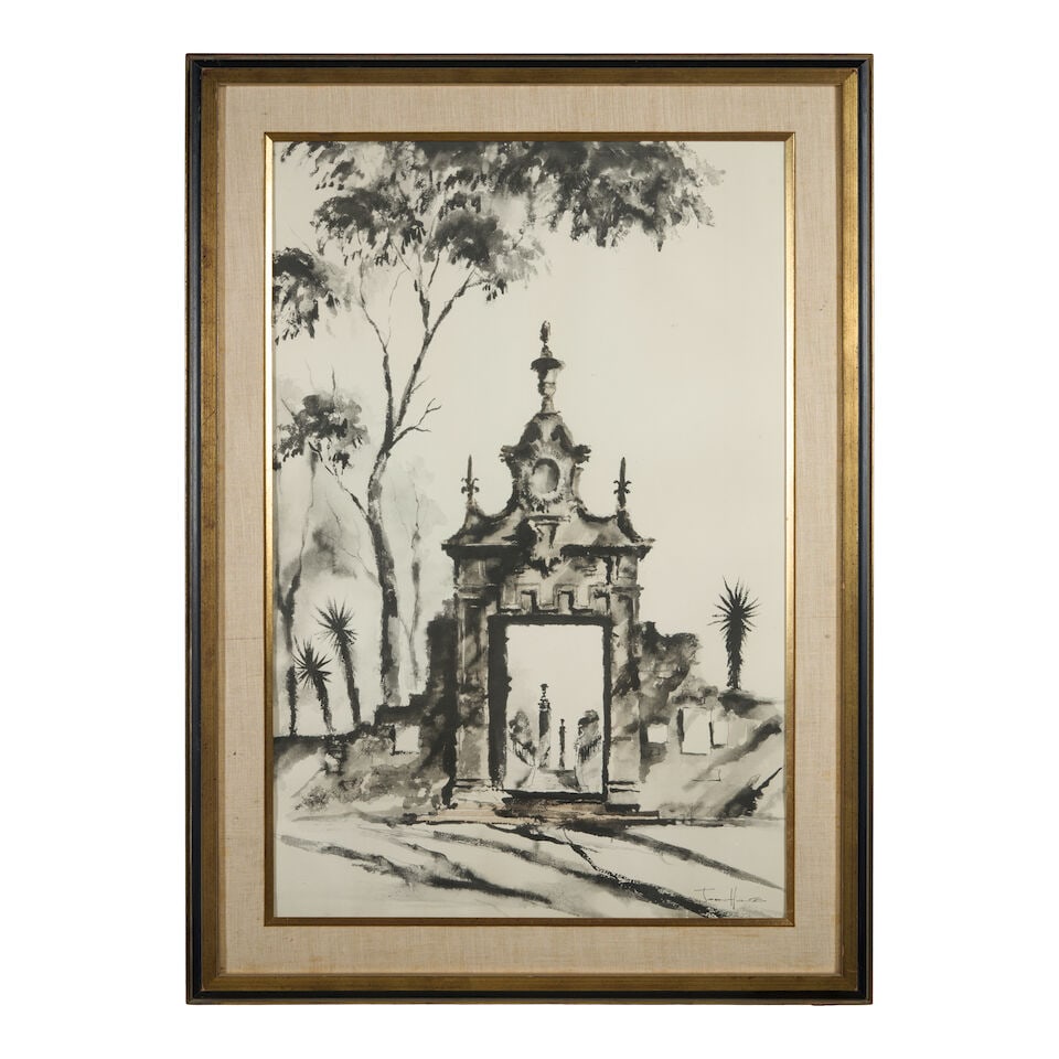 John Hulse (American) Architectural Gate, Florida sight size 38 1/4 x 25 1/4 in. (framed 47 x 3... - 4