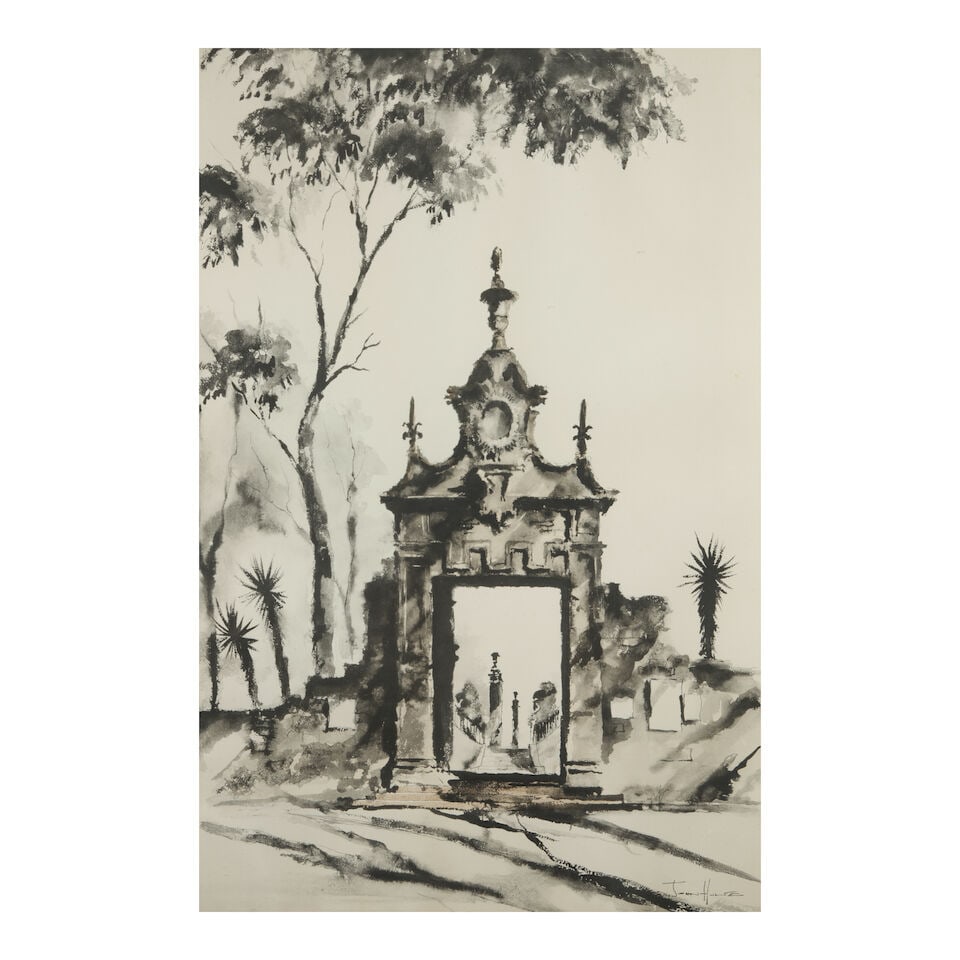 John Hulse (American) Architectural Gate, Florida sight size 38 1/4 x 25 1/4 in. (framed 47 x 3... - 5
