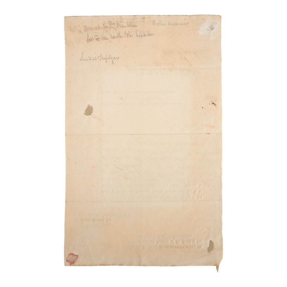 Franklin, Sir John. 1786-1847. Partially Printed Document Signed ('John Franklin'), as Lieutena... - 2