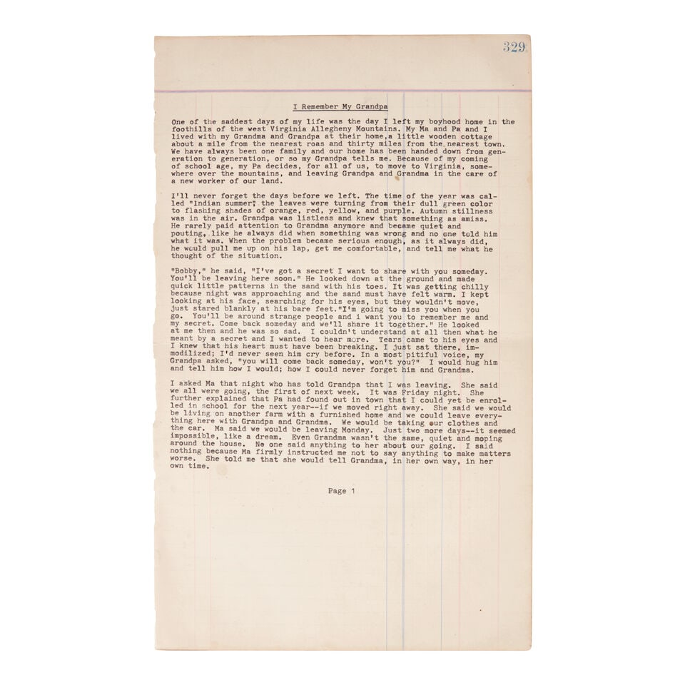 Original TypeScript Of Capote's Early Short Story, i Remember Grandpa, With A Small Archive Rela... (1 of 2)