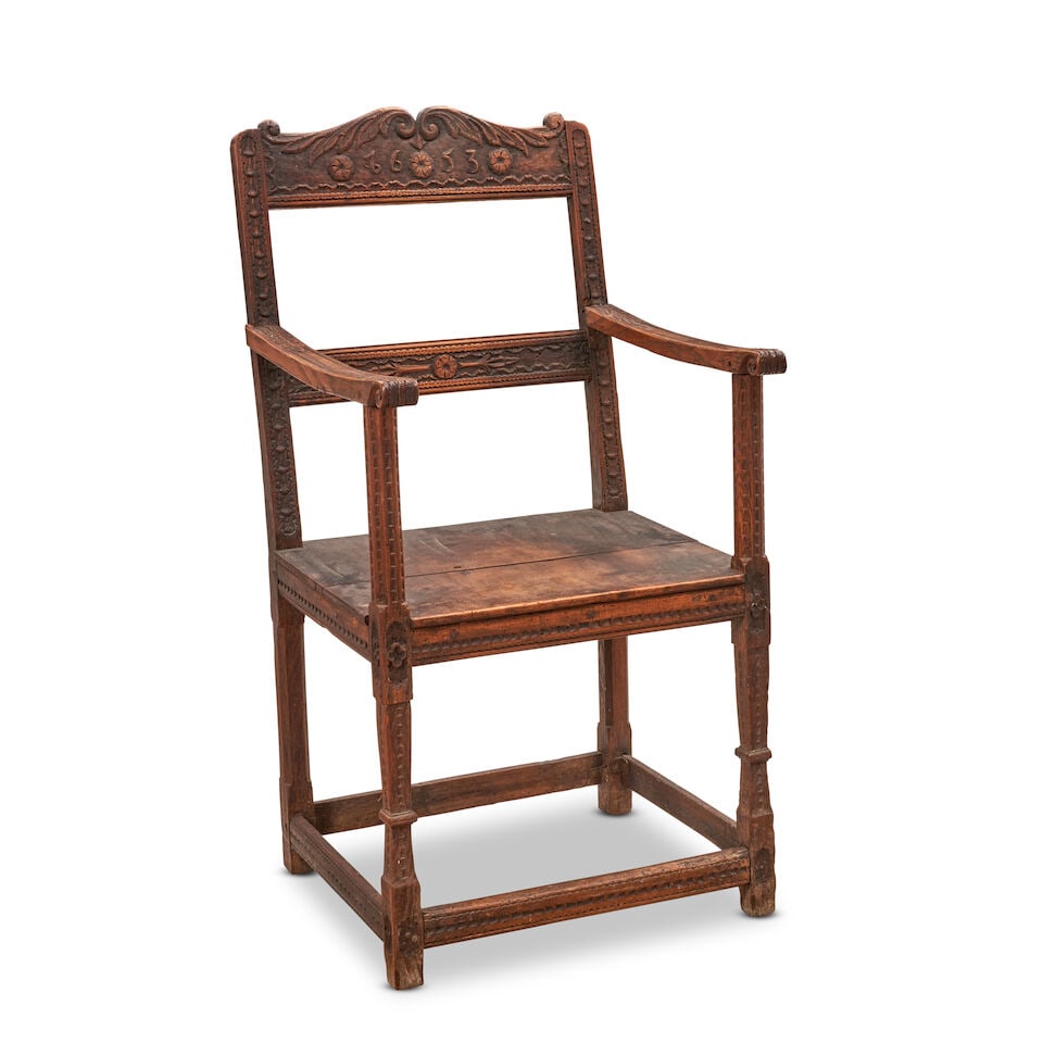 A Carved Oak Armchair, - 2