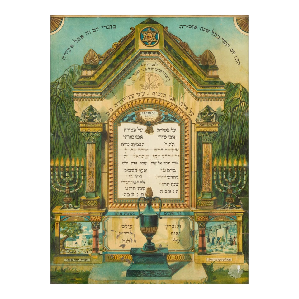 Lithographed Yahrzeit Plaque, Germany, c. 1900, - 3