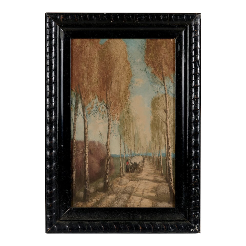 Continental School (20th Century), Tree Lined Road, - 2