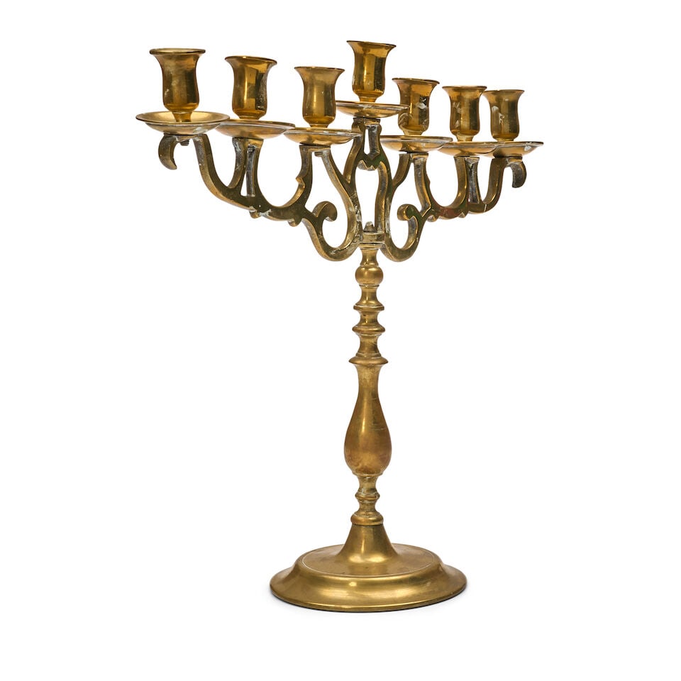 Brass Seven-light Candelabra, late 19th/early 20th century, - 2