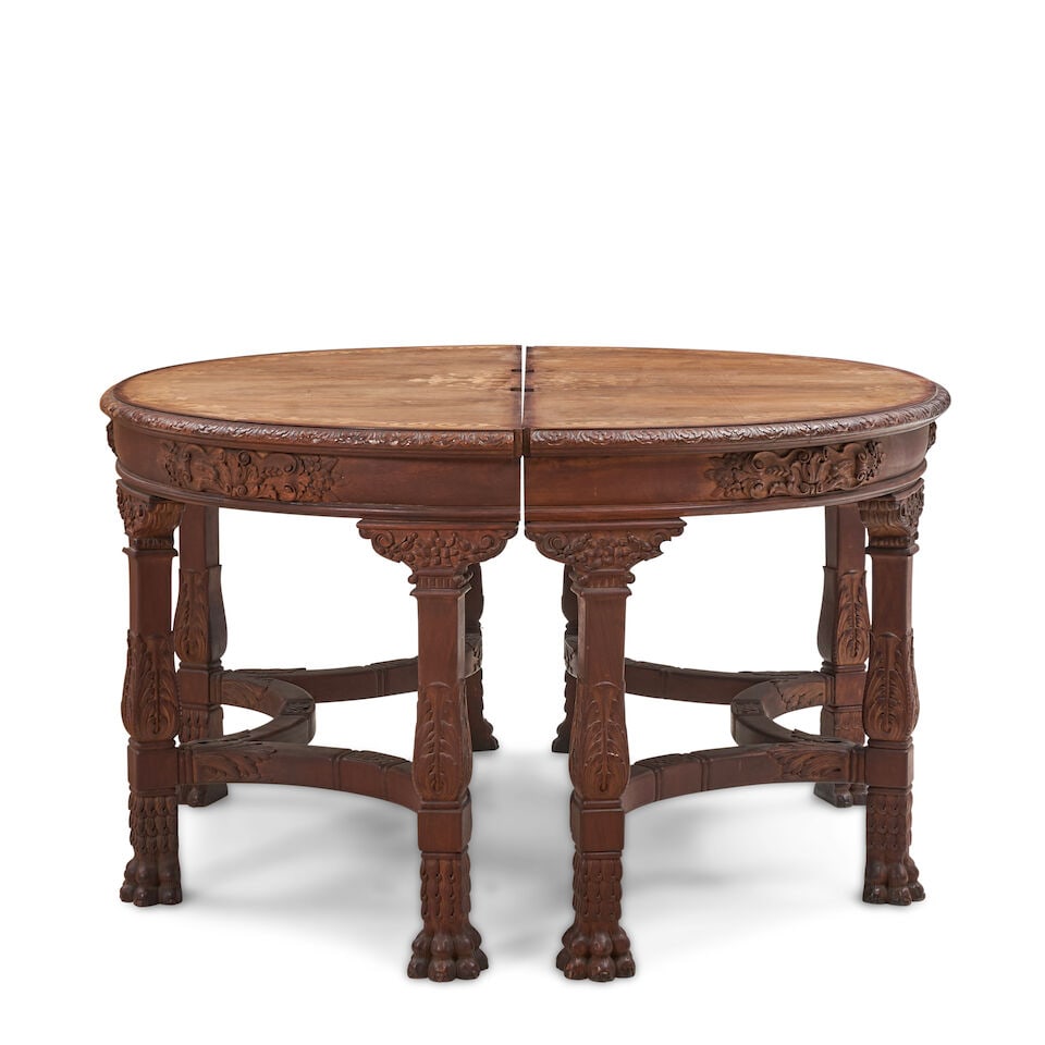Pair of Carved Demi-Lune Walnut Tables, 19th/20th century, (1 of 2)