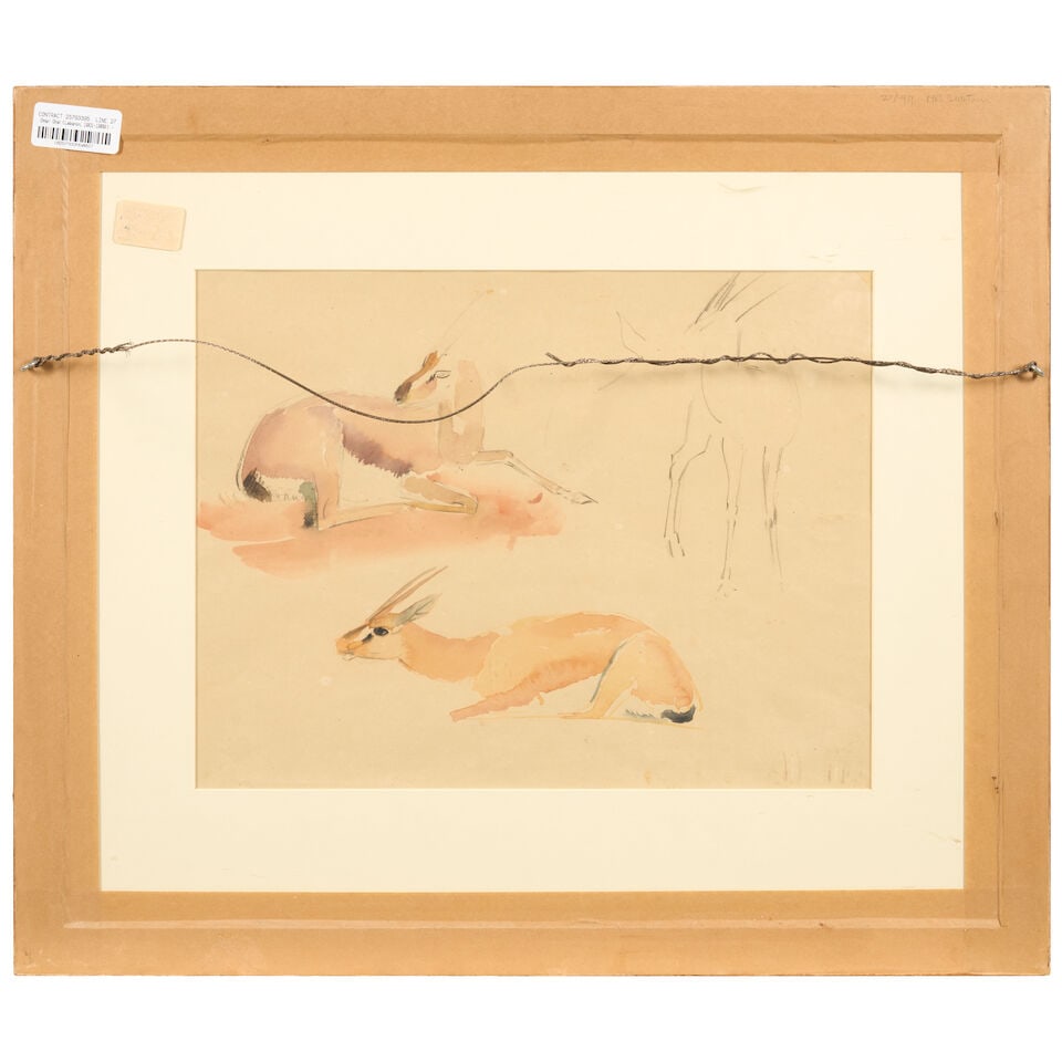 Omar Onsi (Lebanese, 1901-1969) Gazelles: A Double-sided Study, - 2