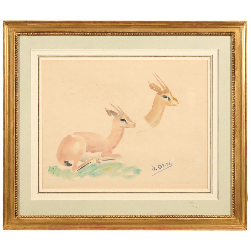 Omar Onsi (Lebanese, 1901-1969) Gazelles: A Double-sided Study, - 3