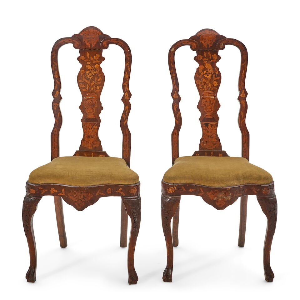 Pair of Dutch Marquetry Chairs, Possibly 19th century, (1 of 2)