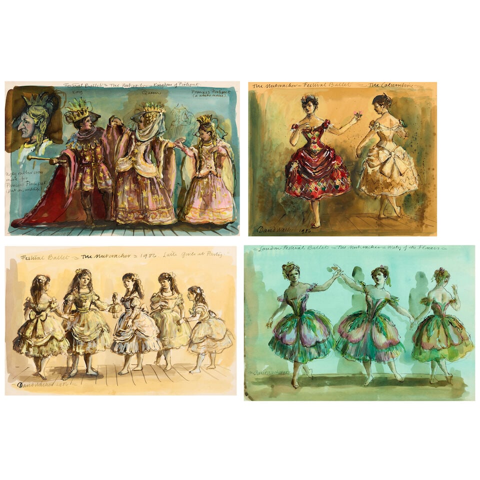 David Walker (British, 1934-2008), Four Costume Designs for the London Festival Ballet, 1984, - 2
