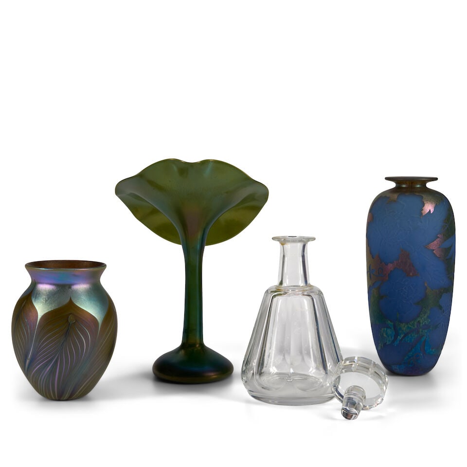 Three Glass Vases and a Baccarat Glass Decanter, late 20th century, - 2