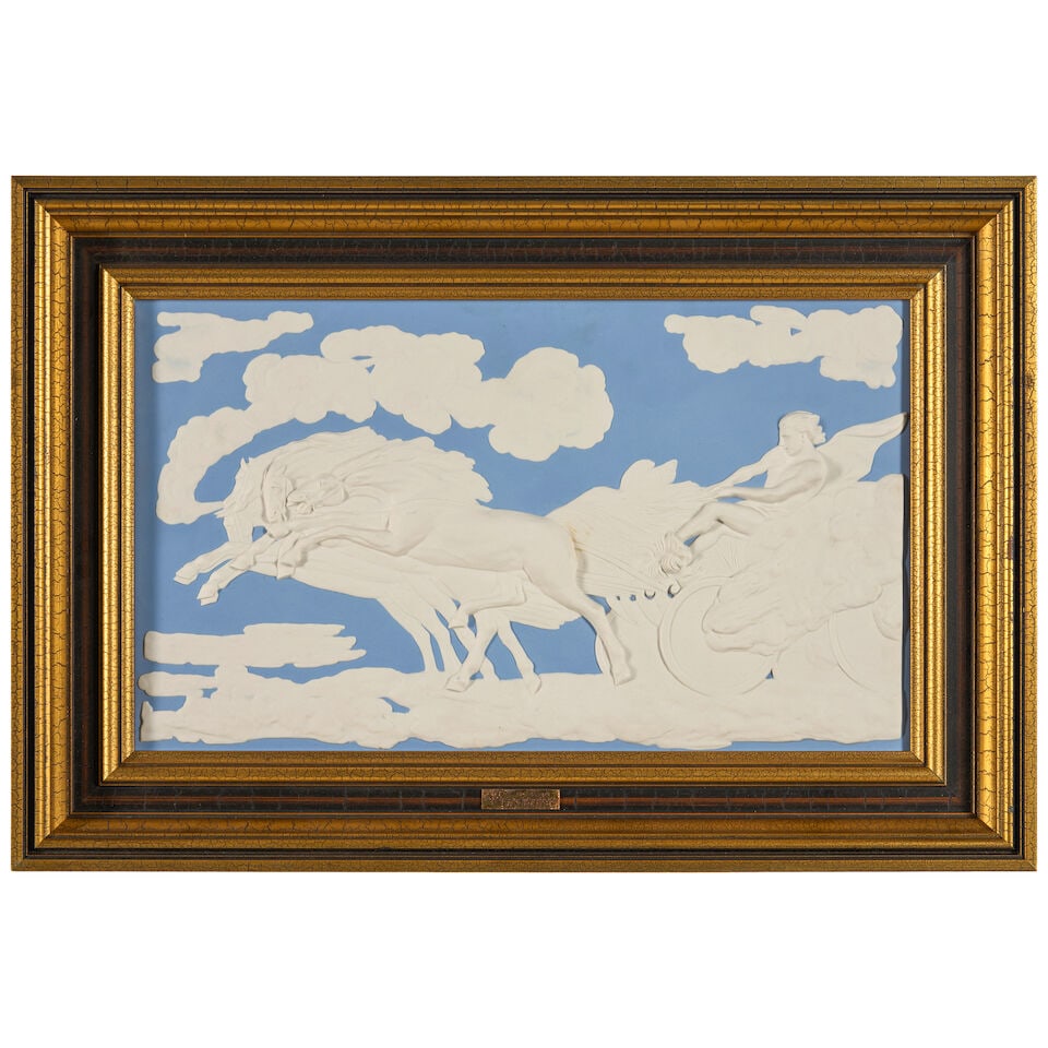Modern Wedgwood 'Fall of Phaeton' Solid Blue Jasper Plaque, England, 1977, (1 of 3)