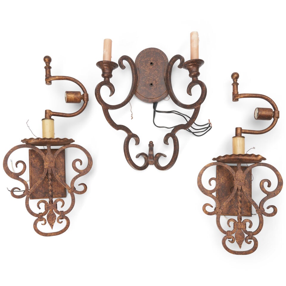 Three Wrought Iron Wall Sconces, late 20th century, (1 of 1)