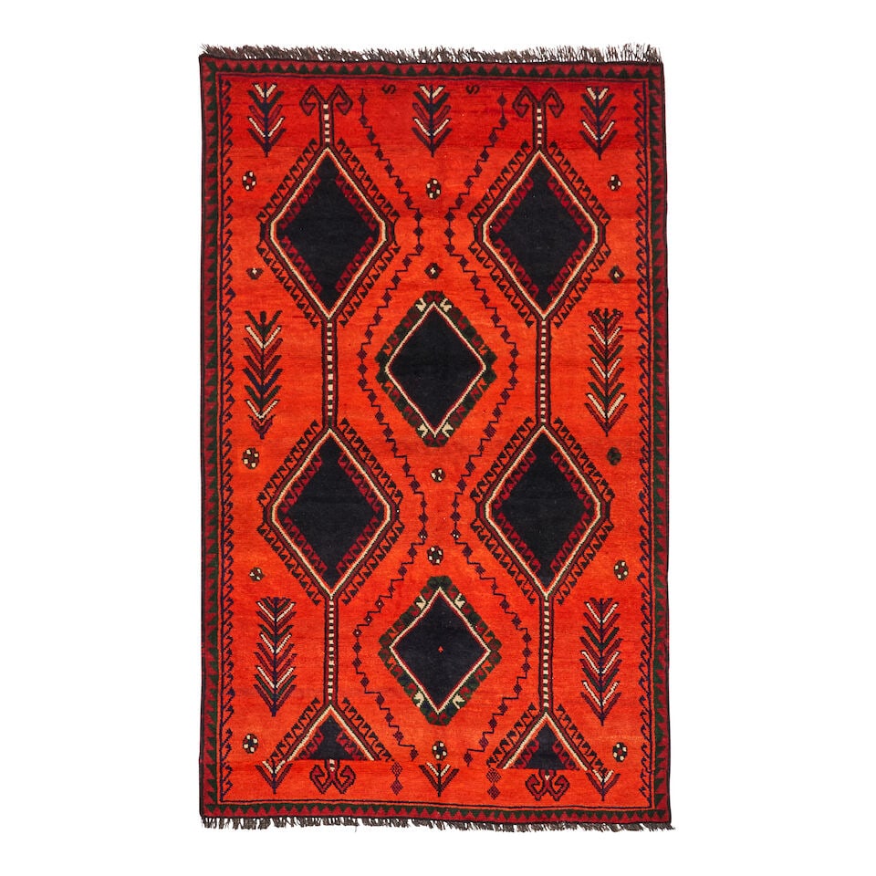 Afshar Rug 4 ft. 6 in. x 7 ft. 4 in.: Afshar Rug c. 20th century **Saleroom Notice: Special Conditions on the sale of Iranian-origin material: Due to U.S. Federal trade regulations, Bonhams places certain restrictions and limitations upon