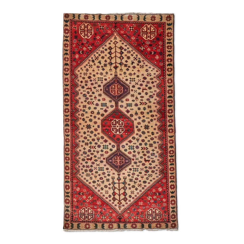Abadeh Rug 6 ft. 1 in. x 3 ft. 1 in.: Abadeh Rug c. 20th century **Saleroom Notice: Special Conditions on the sale of Iranian-origin material: Due to U.S. Federal trade regulations, Bonhams places certain restrictions and limitations upon