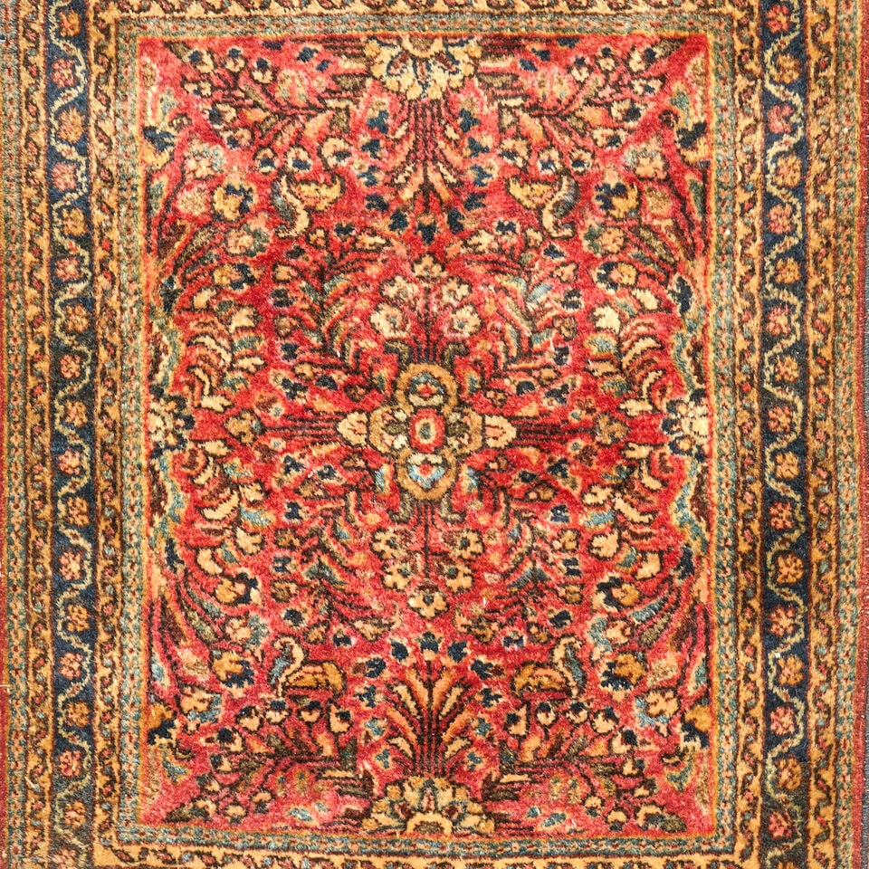 Four Sarouk Mats, c. first half 20th century, 76 in. x 30 1/2 in.; 45 1/2 in. x 25 in.; 45 in. x... - 2